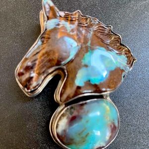 Amy Kahn Russell opal horse sterling silver pendant